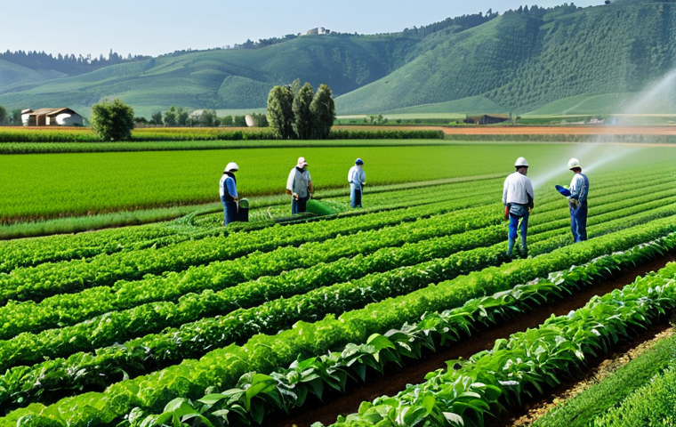 물 관리의 혁신을 위한 벤처 기업 - Smart Agriculture**

"A modern farm using IoT sensors for irrigation, fully clothed workers tending ...