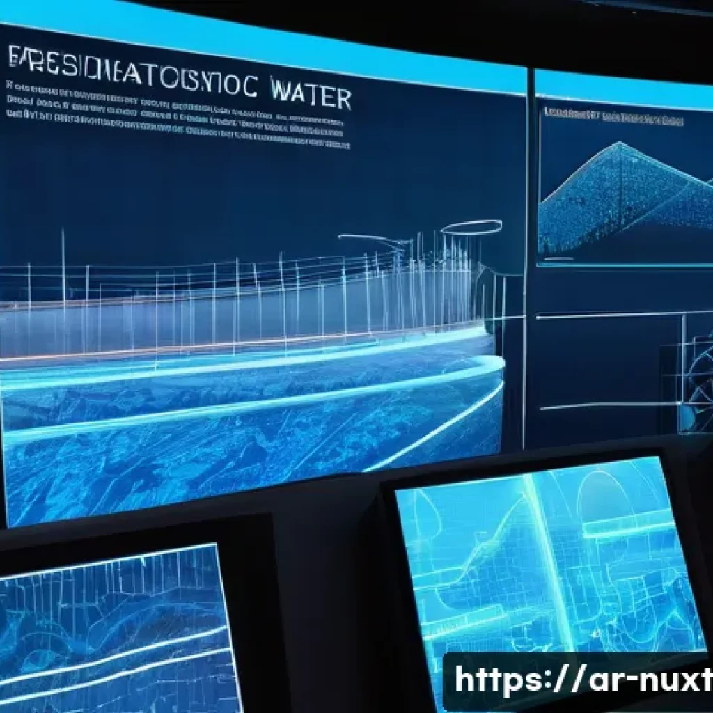 수자원 관리의 데이터 기반 의사 결정 - Prompt for "Visualizing Water's Data Secrets"**
A cinematic, high-resolution rendering of a futuris...