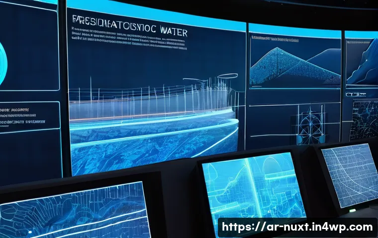 수자원 관리의 데이터 기반 의사 결정 - Prompt for "Visualizing Water's Data Secrets"**

A cinematic, high-resolution rendering of a futuris...