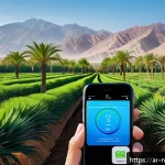 물 관리 혁신을 위한 연구 개발 - A modern smart irrigation system installed in a lush agricultural field in the Arabian Peninsula, fe...